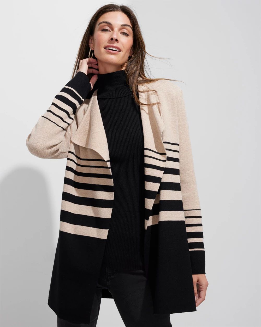 Outlet WHBM Colorblock Sweater Coat White House Black Market
